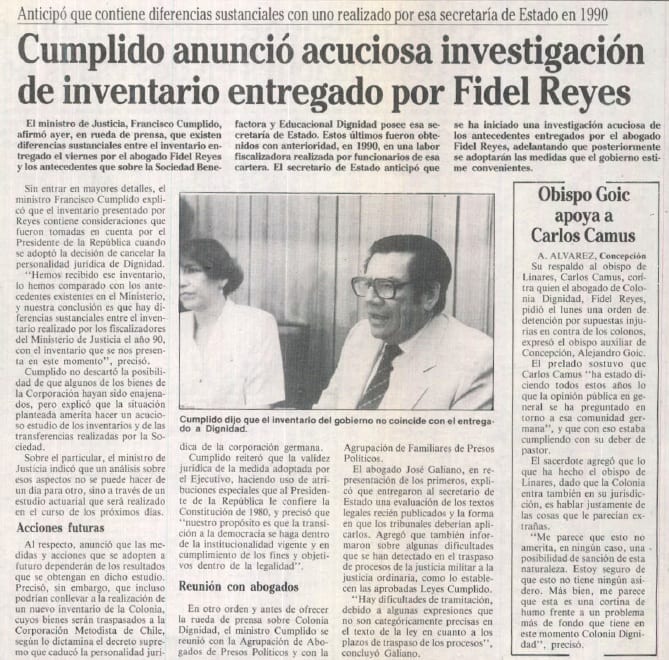Cumplido anunció acuciosa investigación de inventario por Fidel Reyes